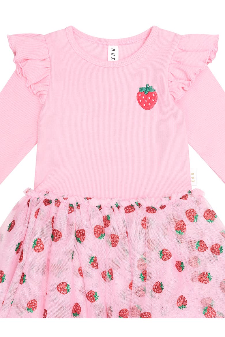 Strawberry Emb Tulle Dress, Alternate, color, Strawberry Crème