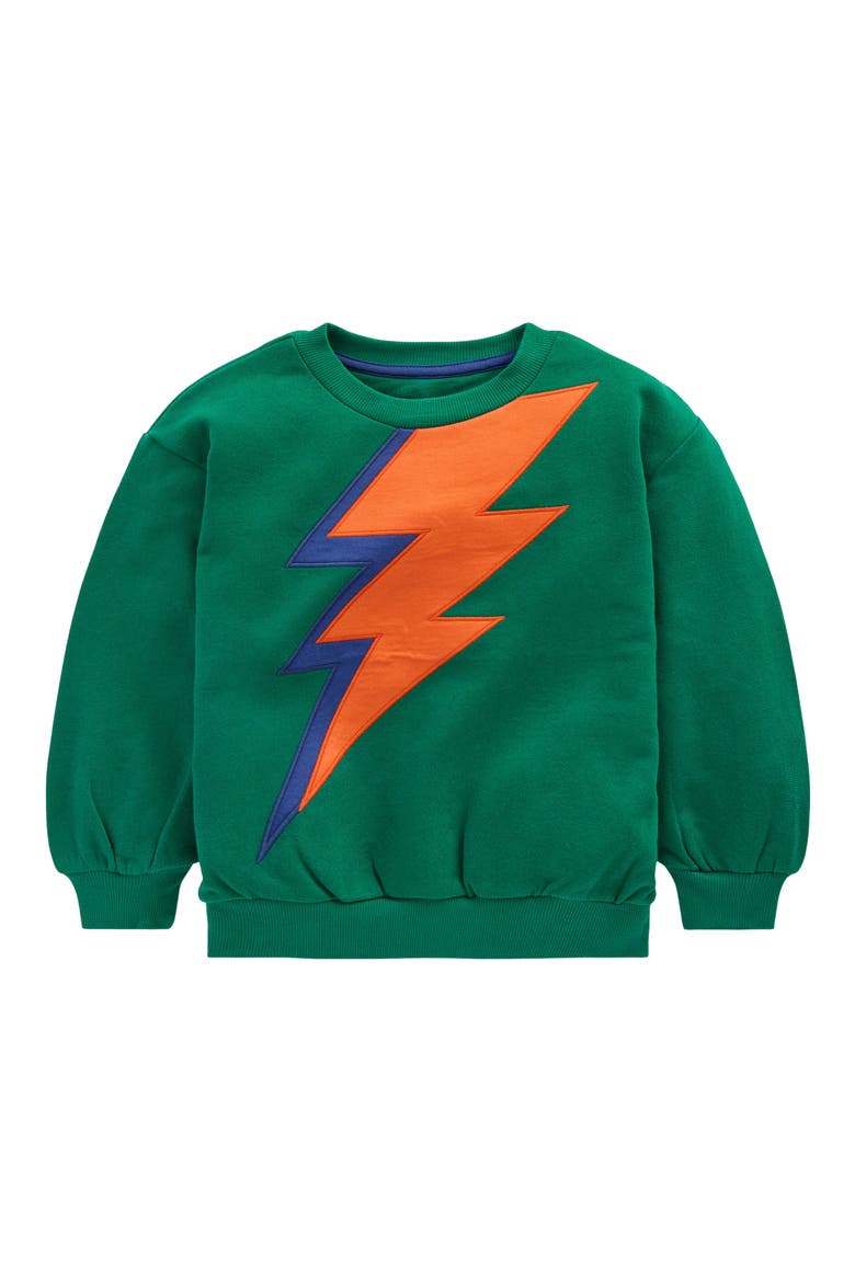Kids' Lightning Bolt Cotton Graphic Sweatshirt, Main, color, JEWEL GREEN LIGHTENING