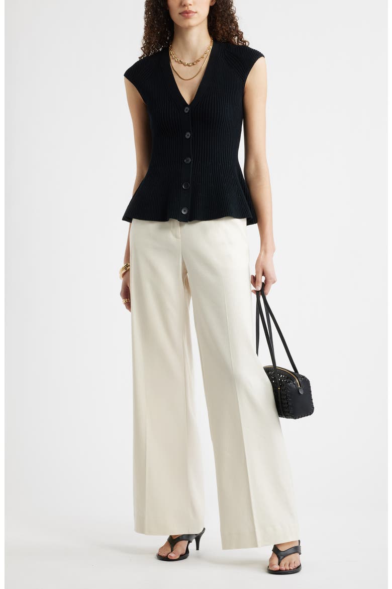 Rib Peplum Top, Alternate, color, BLACK