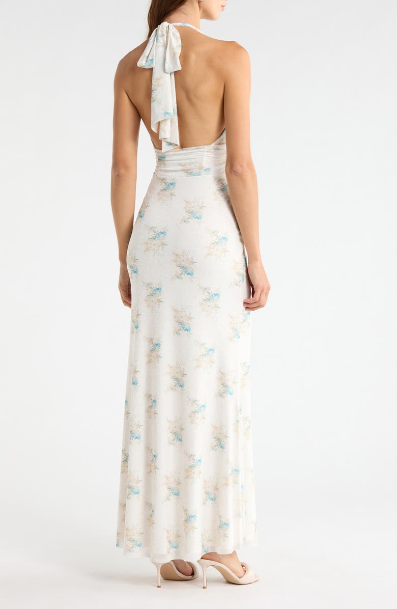 AFRM Anja Floral Print Halter Maxi Dress, Alternate, color, Antique Peony