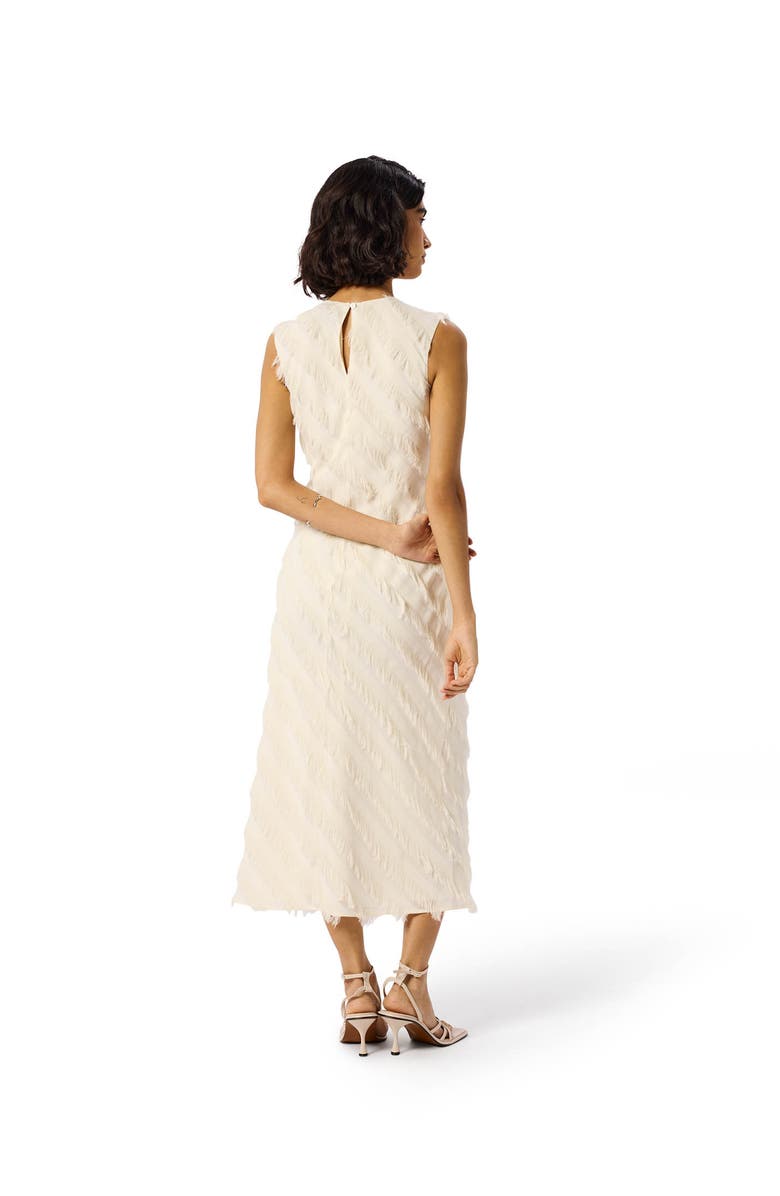 Whistles Fringe Textured Midi Dress, Alternate, color, Ivory