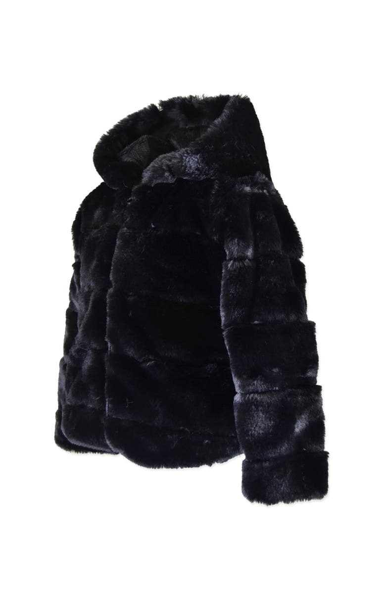 Widgeon Faux Fur Hooded Zip Front Cozy Jacket, Alternate, color, Black Layer Cake