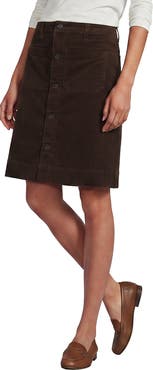 Lands' End Corduroy Mid Rise Button Through Above the Knee Skirt