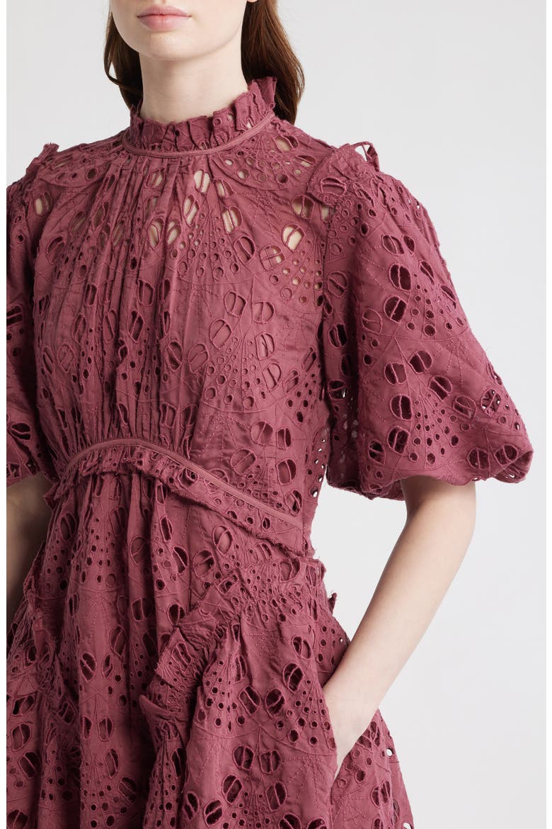 Odette Eyelet Embroidered Dress, Alternate, color, RASPBERRY PINK