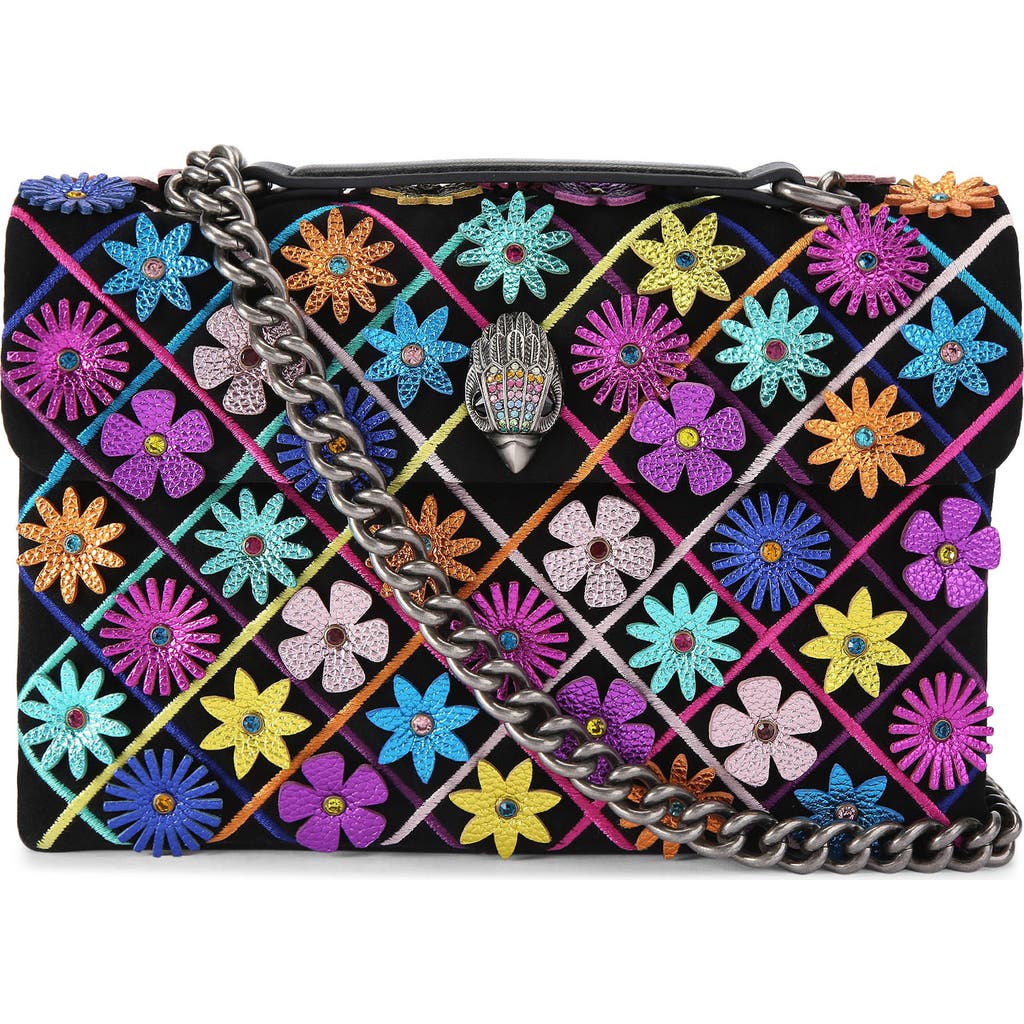 KURT GEIGER KURT GEIGER LONDON KENSINGTON FLOWERS CONVERTIBLE LEATHER SHOULDER BAG