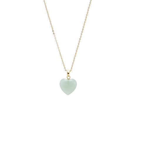 Colored Natural Stone Heart Pendant Necklace