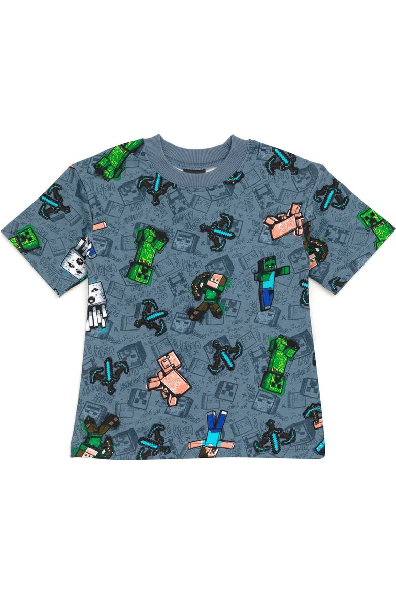 T-Shirt and French Terry Shorts Set (Little Kid & Big Kid), Alternate, color, Slate Blue