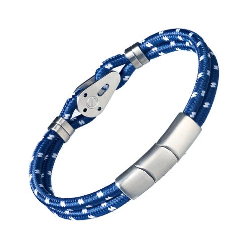 Link Up Sailing Pulley Nylon Cord Brushed Stainless Steel Detail In Blue
