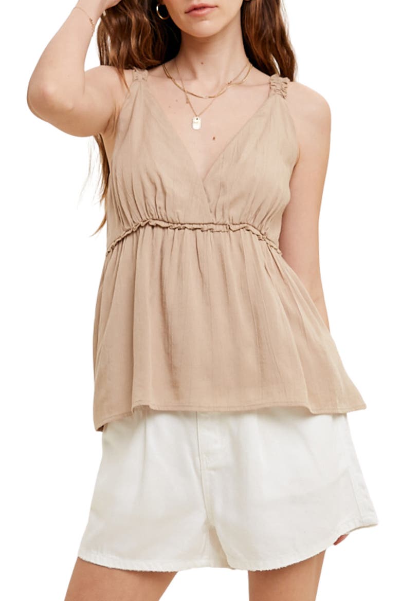 Ruffle Strap Babydoll Tank, Main, color, TAUPE