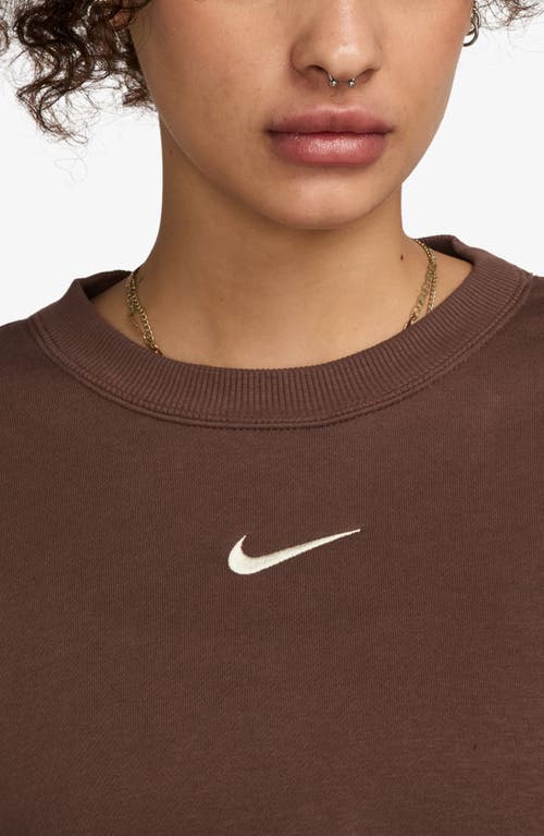 Nike Phoenix Fleece Crewneck Sweatshirt In Brown