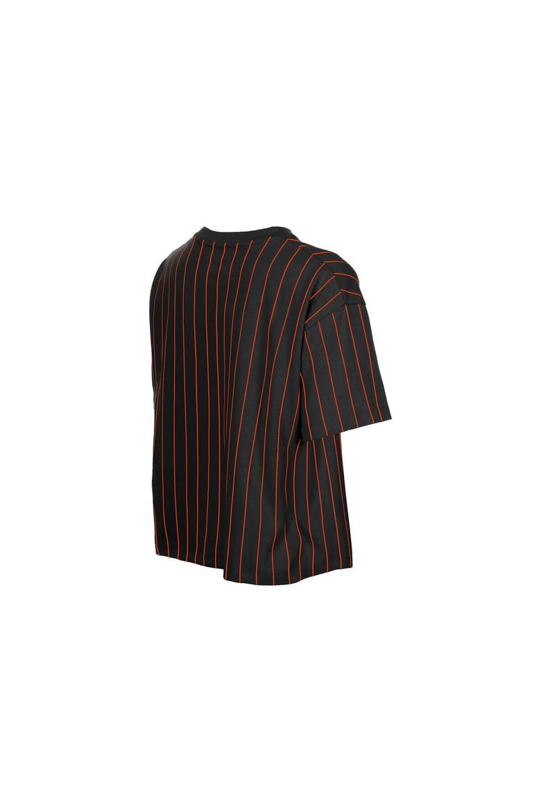 Women's New Era  Black San Francisco Giants Throwback Meshback Pinstripe Boxy T-Shirt, Alternate, color, Black