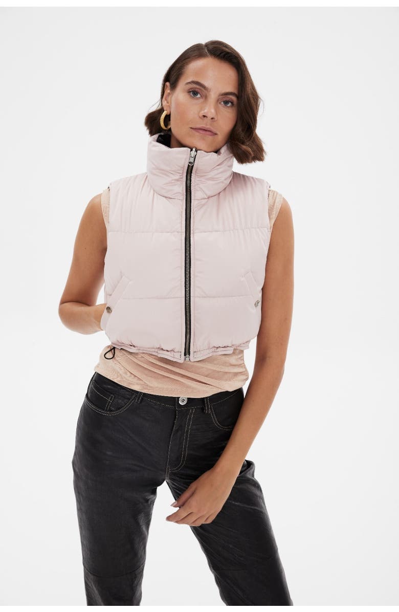 Furniq UK Antonia Leather Vest, Alternate, color, Black