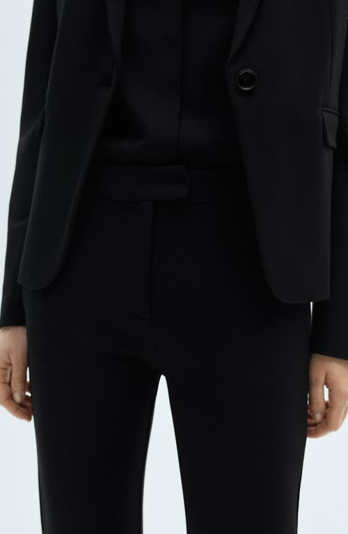 Shop Mango Mid Rise Straight Leg Ponte Pants In Black