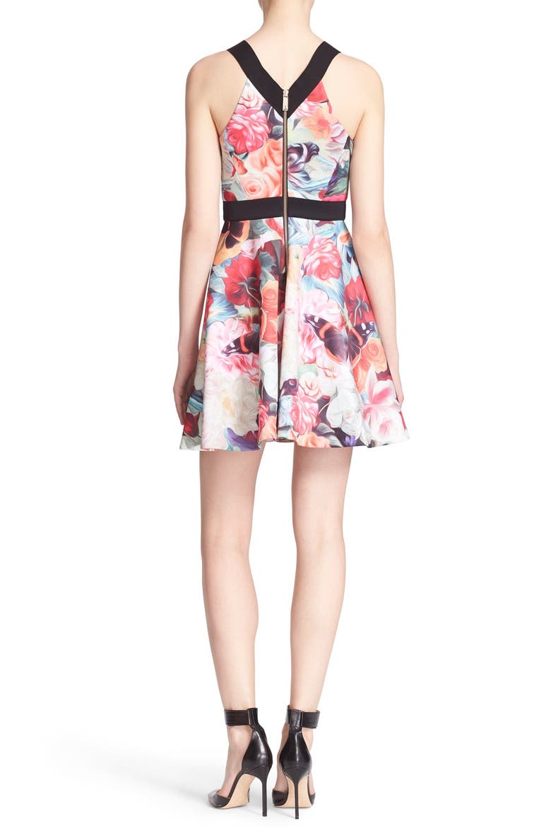 'Samra - Floral Swirl' Sleeveless Skater Dress, Alternate, color, FUCHSIA