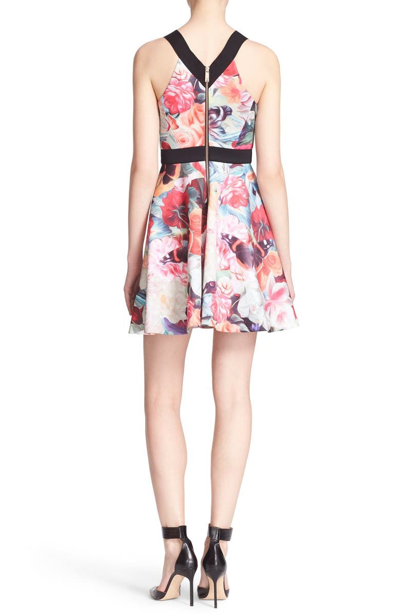 Ted Baker London 'Samra - Floral Swirl' Sleeveless Skater Dress, Alternate, color, Fuchsia