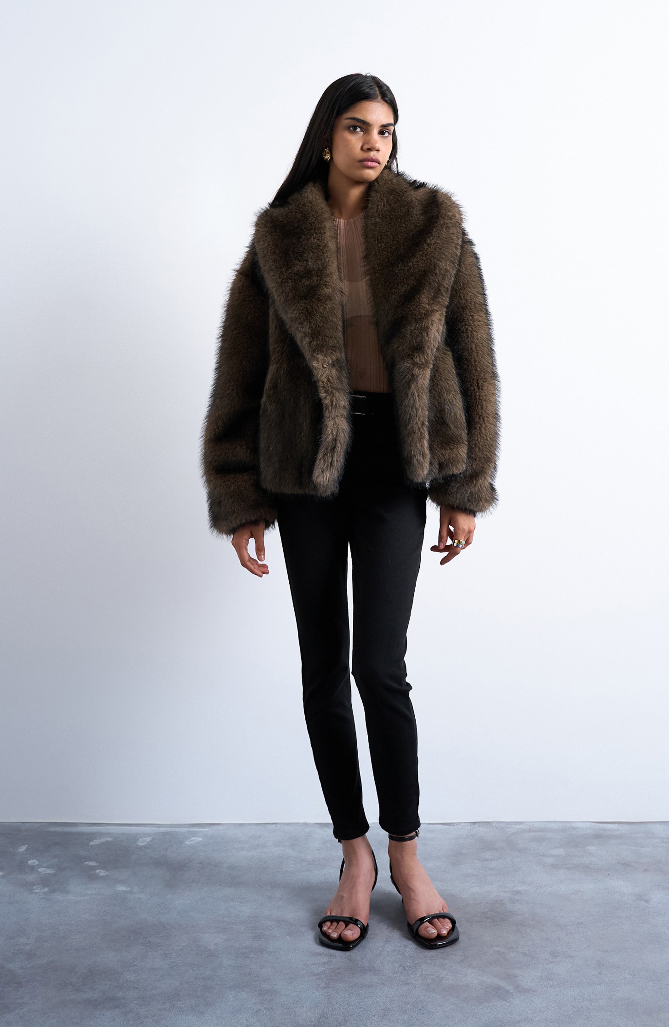 Topshop Boxy Faux Fur Coat