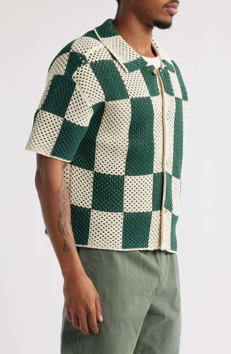 PacSun Spence Knit Short Sleeve Button-Up Shirt, Alternate, color,