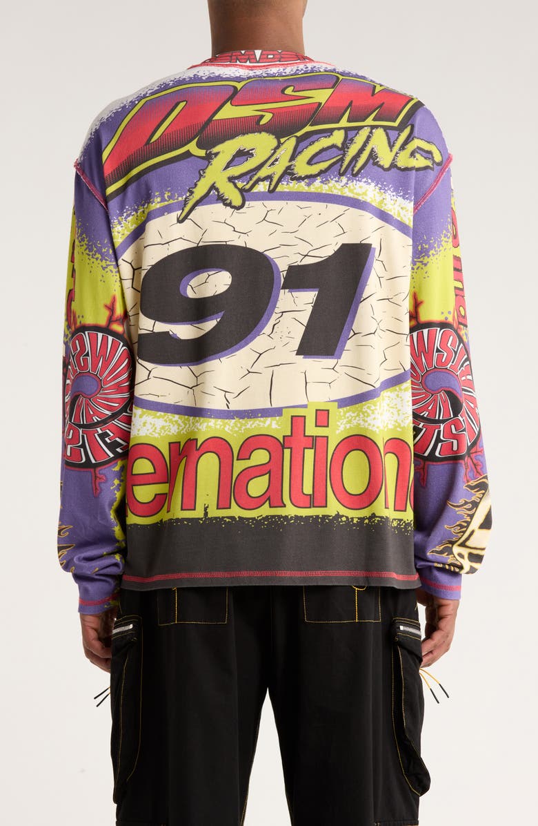 DIET STARTS MONDAY MX Racing Long Sleeve Supima<sup>®</sup> Cotton Jersey T-Shirt, Alternate, color, White/Green/Multi