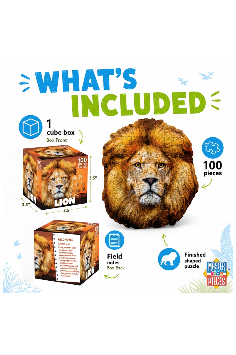 Lion 100 Piece Shaped Jigsaw Puzzle, Alternate, color, Multicolor