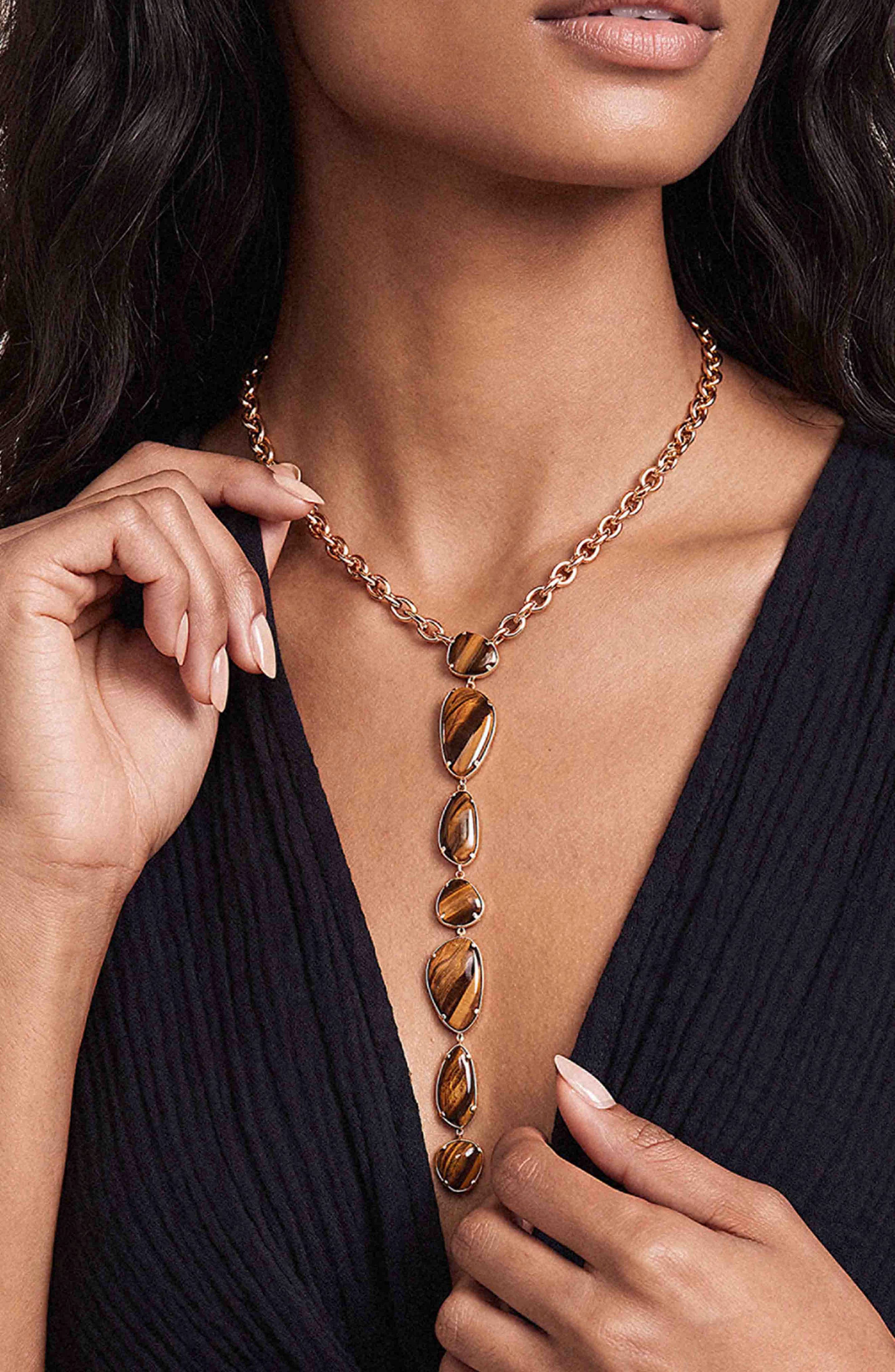 Ettika Majestic Tiger's Eye Y-Necklace (Women) | Nordstrom