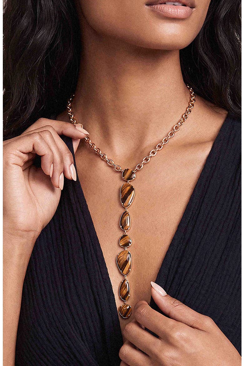 Majestic Tiger's Eye Y-Necklace, Alternate, color, TIGERS EYE
