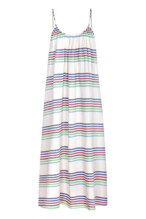 Ophelia Open-Back Strappy Stripe Maxi Dress