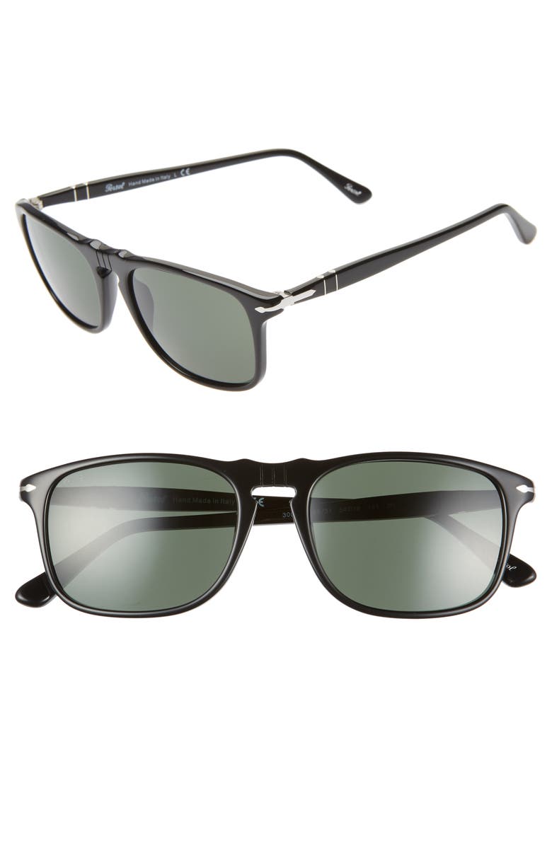 Persol 54mm Square Sunglasses, Main, color, Black/ Black
