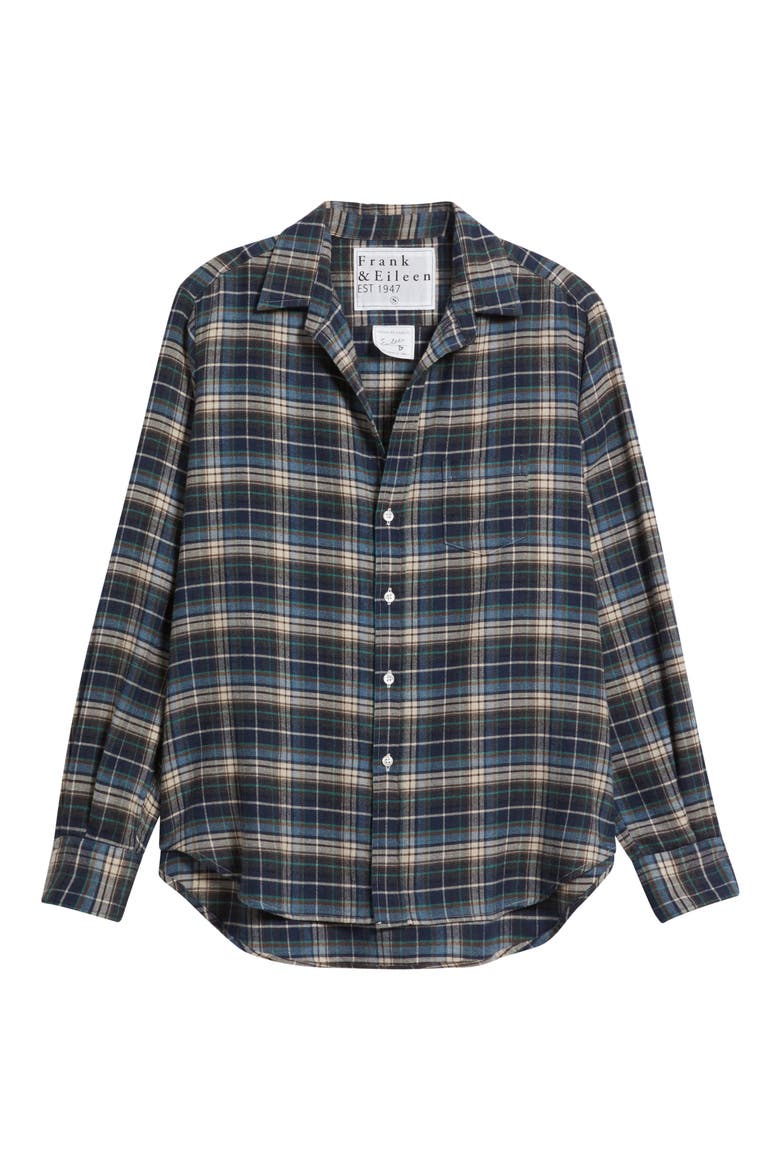 Eileen Plaid Relaxed Fit Button-Up Shirt, Alternate, color, GREY YELLOW BLUE PLAID