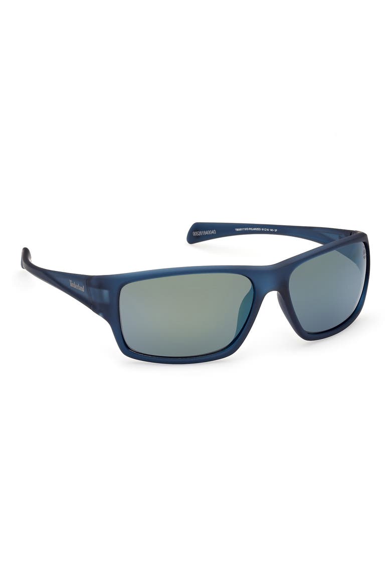 61mm Sunglasses, Alternate, color, MATTE BLUE / SMOKE POLARIZED