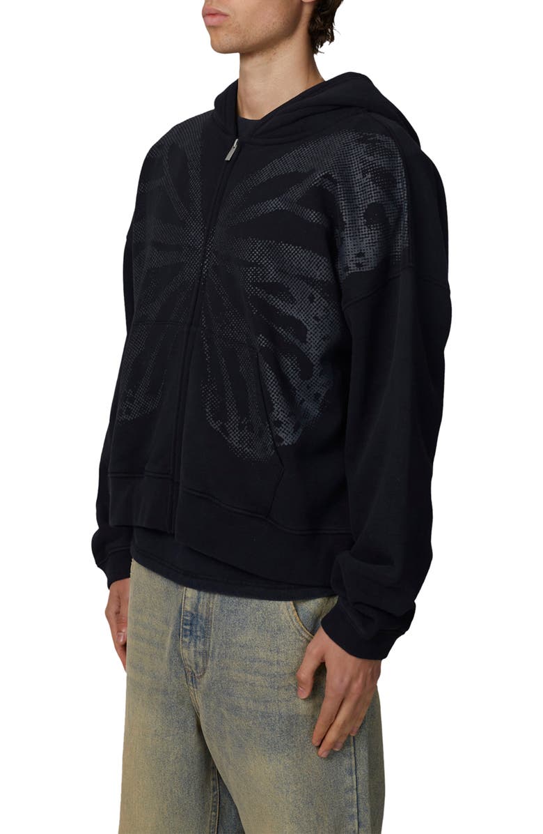 Good For Nothing Boxy-Fit Zipped Silhouette Hoodie, Alternate, color, Black