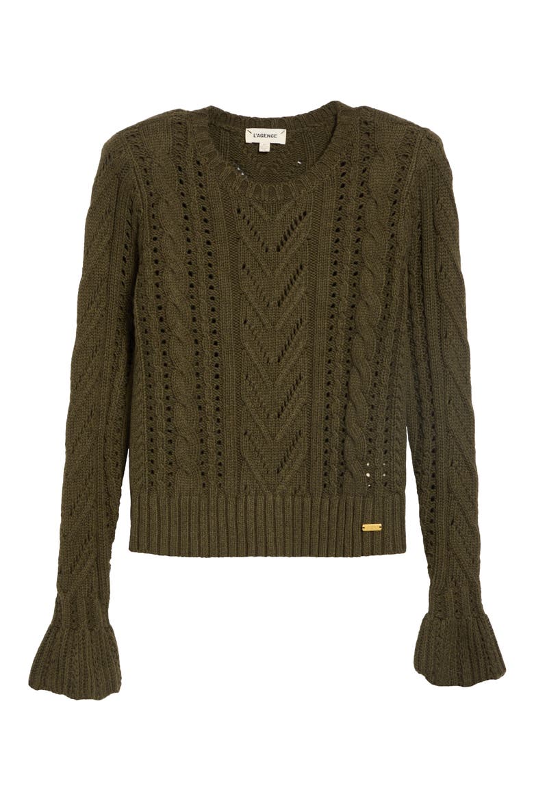 Mio Cable Cropped Sweater, Main, color, KALAMATA