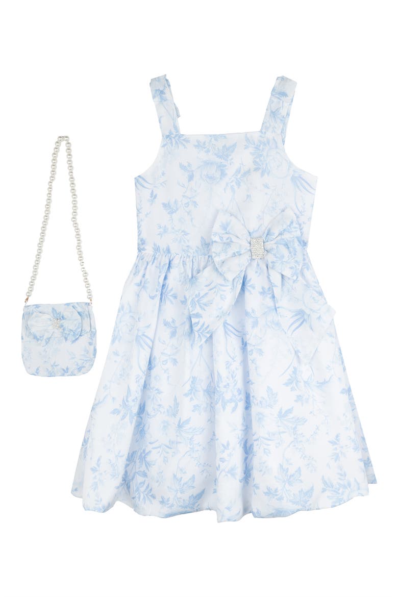 Kids' Floral Bow Dress, Main, color, BLUE