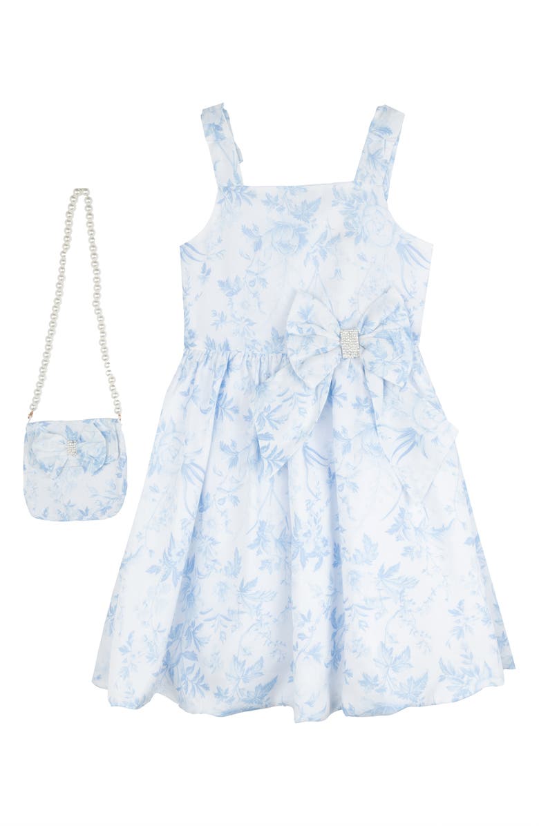 Rare Editions Kids' Floral Bow Dress, Main, color, 