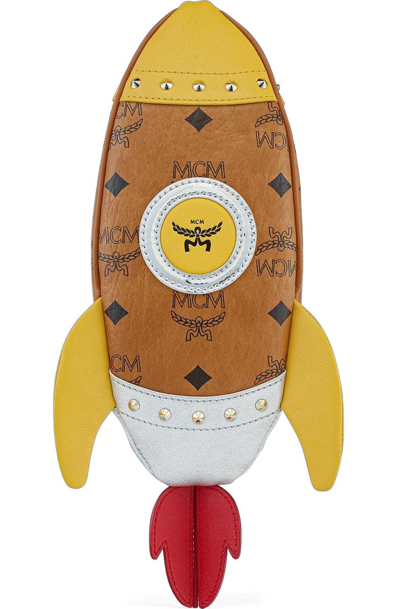 MCM Aren Rocket Crossbody in Visetos, Main, color, Brown