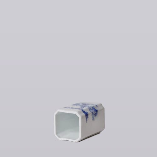 Cobalt Guild 1920s Blue And White Porcelain Tiger Square Vase In Blue