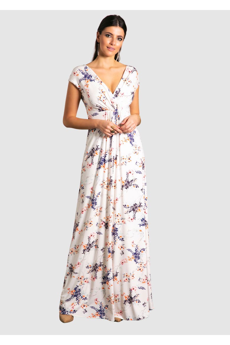 Sophia V-Neck Short Sleeve Maxi Dress, Main, color, Japanese Garden