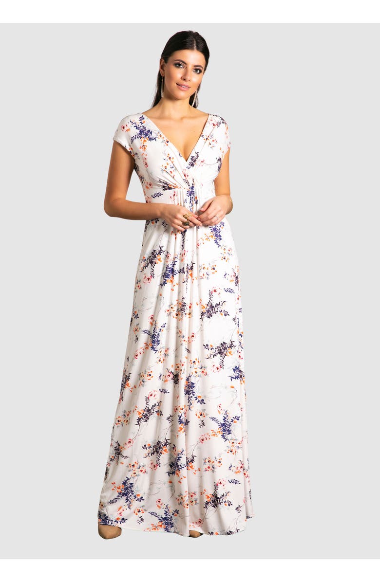 Alie Street London Sophia V-Neck Short Sleeve Maxi Dress, Main, color, 