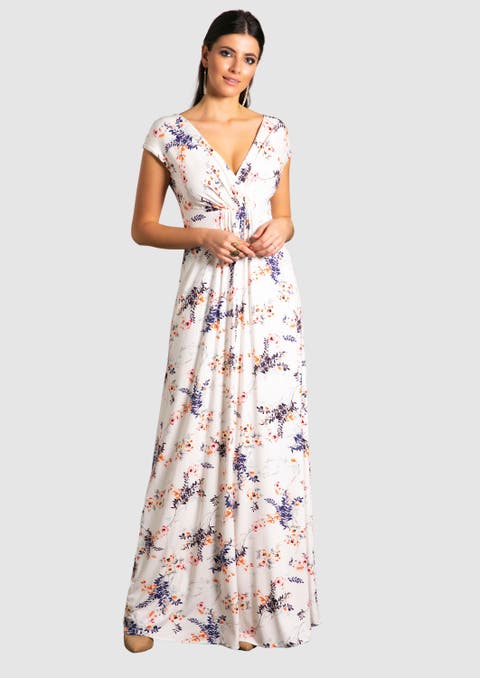 Sophia V-Neck Short Sleeve Maxi Dress