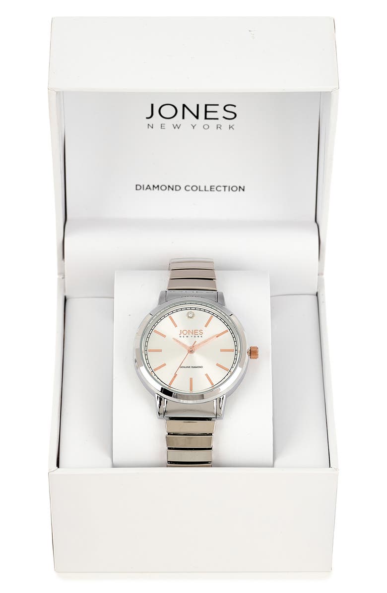 Jones New York Three-Hand Quartz Bracelet Watch, 36mm x 36mm, Alternate, color, Silver