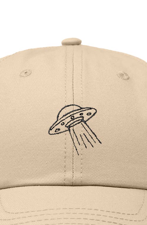 Dalix Ufo Embroidered Adjustable Dad Cap In Khaki