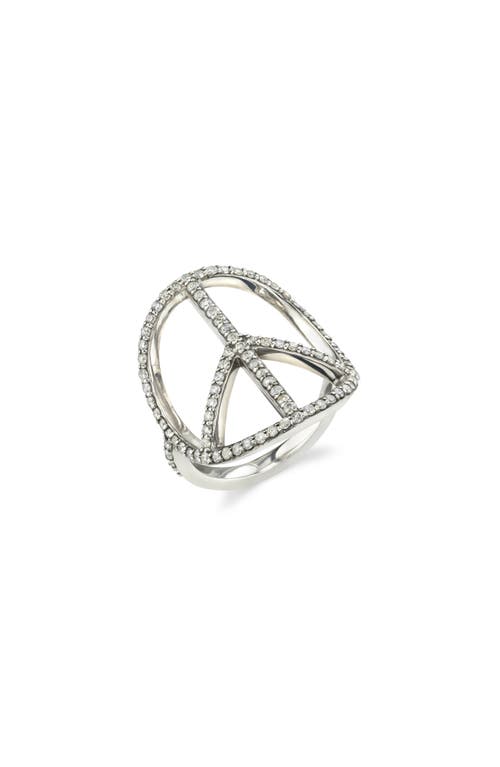 Sheryl Lowe Circular Peace Sign Ring In Sterling Silver