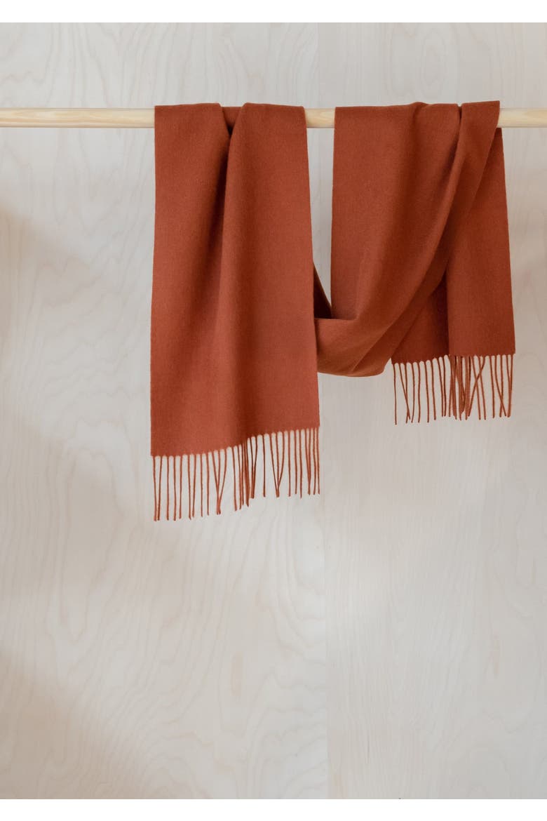 Lambswool Block Color Scarf, Alternate, color, Rust Melange