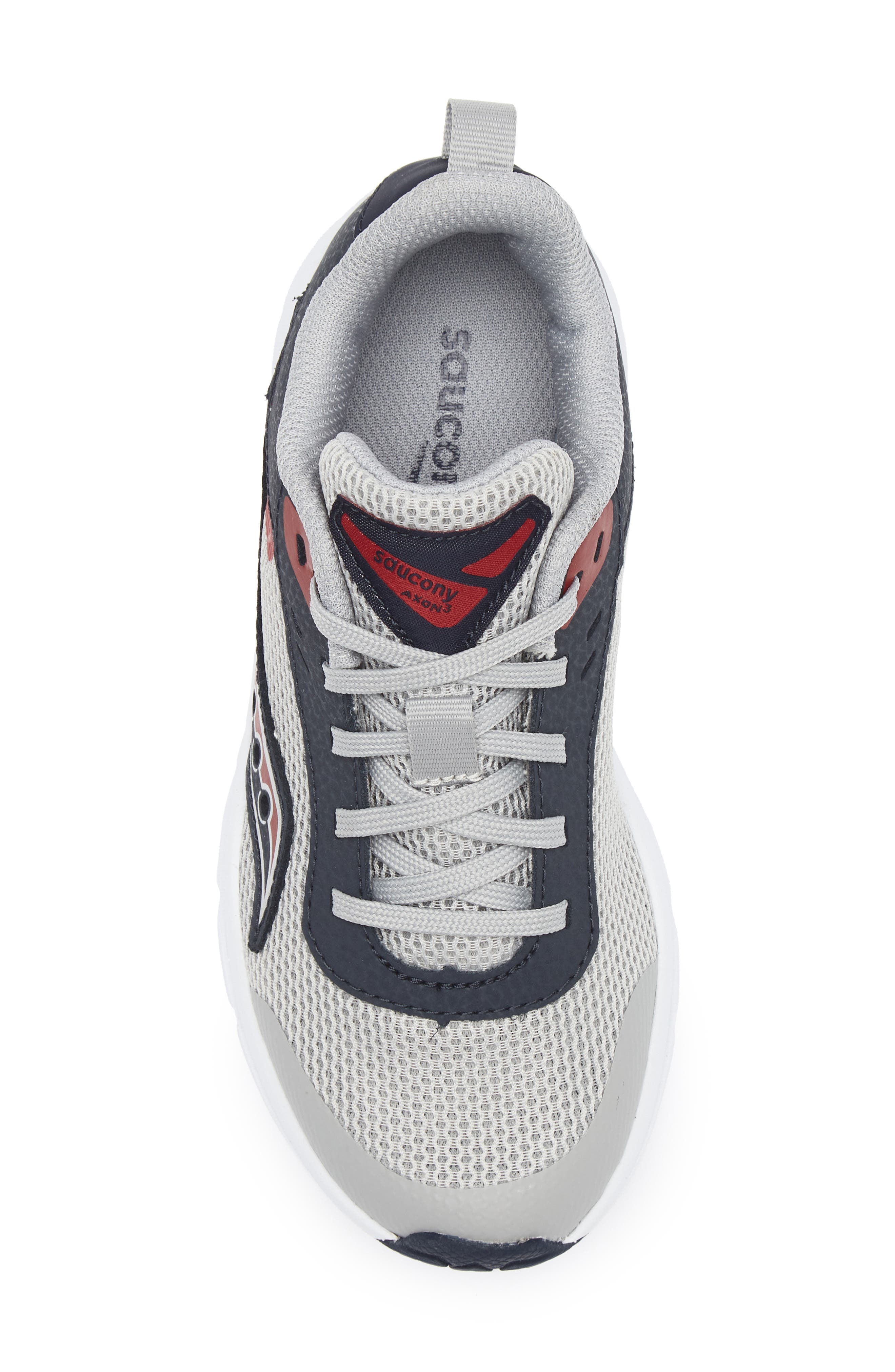 Saucony Kids' Axon KDZ Sneaker, Alternate, color, Grey/ Navy/ Red