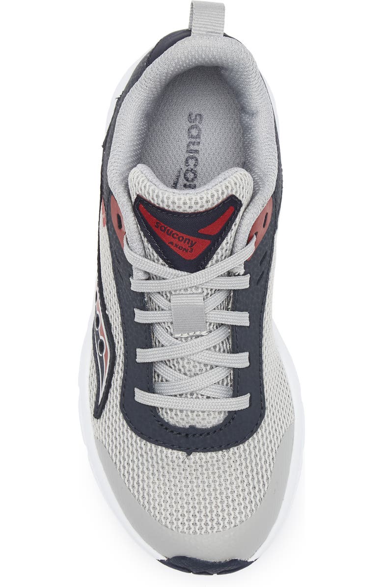Saucony Kids' Axon KDZ Sneaker, Alternate, color, Grey/ Navy/ Red