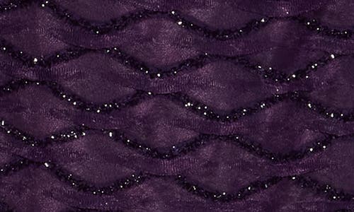 Connected Apparel Sequin Long Sleeve Dress In Purple