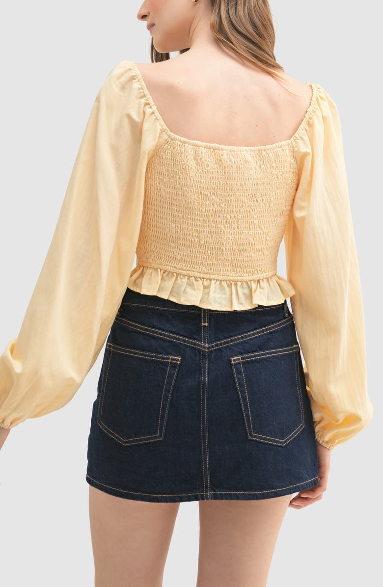 Lush Square Neck Long Sleeve Corset Top, Alternate, color, Yellow