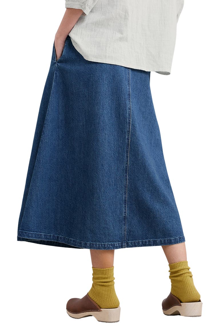Restharrow Cotton & Linen A-Line Denim Skirt, Alternate, color, MID WASH