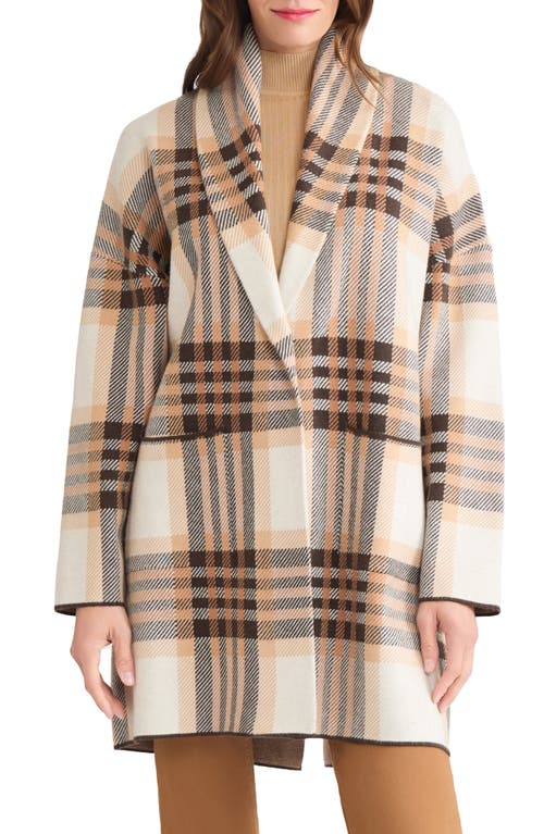 Jones New York Shawl Collar Plaid Coat In Metallic