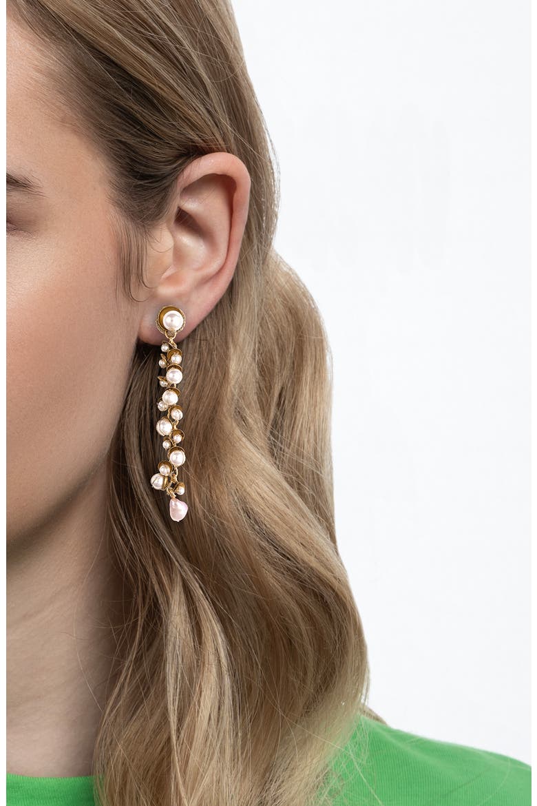 Nani Imitation Pearl Drop Earrings, Alternate, color, GOLD