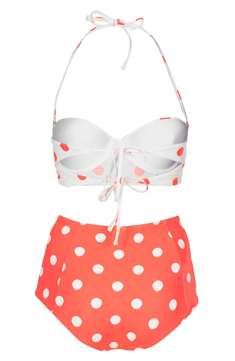 Topshop Polka Dot High Rise Bikini, Alternate, color, 